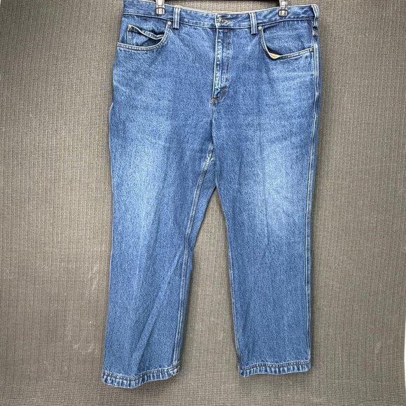 Duluth Trading Co Mens Size 40x28 Blue Relaxed Fit Denim Jeans 5 Pocket Design - Picture 1 of 11
